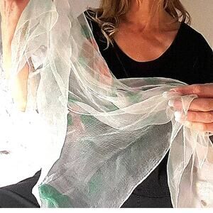 1960s VNTG Sheer Scarf Summer‎ Convertible Hair Floral Marilyn Monroe Grannycore